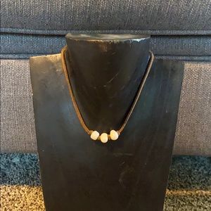 Leather pearl chokers